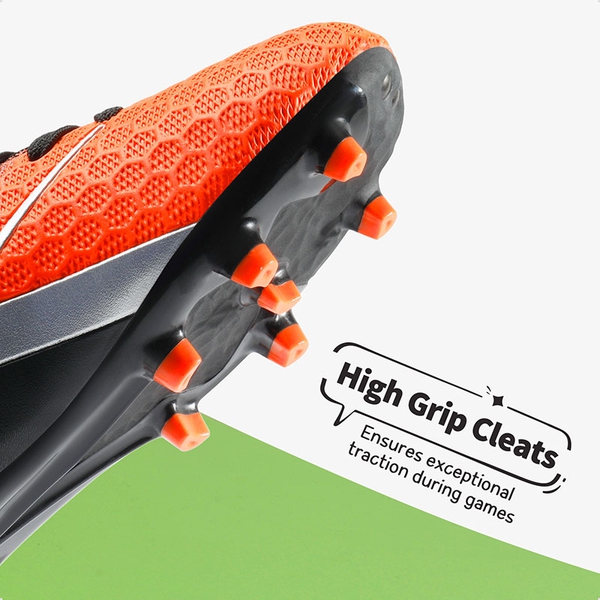 Boys & Girls High Top Youth Football Cleats - BLACK GREY ORANGE - 2